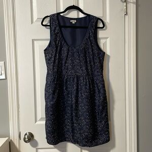 Steven Alan Silk Navy Wavy Dress with Pockets (L)